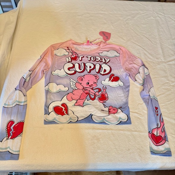 Sugar Thrillz Tops - ♥️ Sugar Thrillz Heart on Fire Valentines Teddy Dolls Kill Not Today Cupid M 🧸